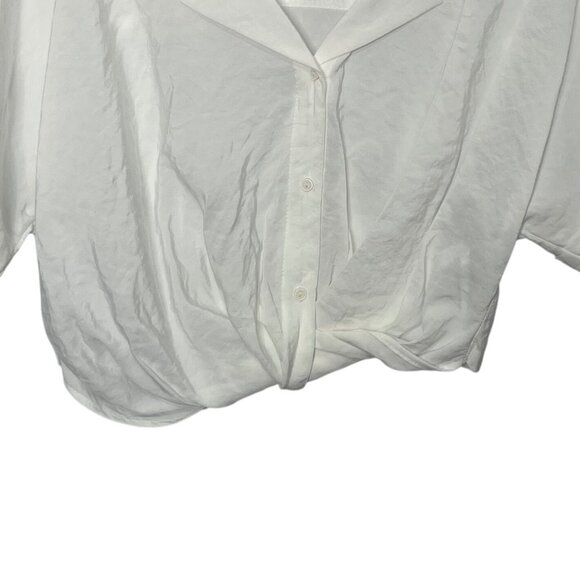 Zara Button Front Cropped Shirt Girls Size 11-12 White New WOT - Picture 4 of 7
